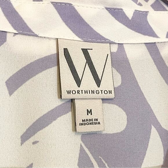 Worthington Nimbus Geo Collared Long Sleeve Button Down Shirt Top Medium NWT - Picture 7 of 11